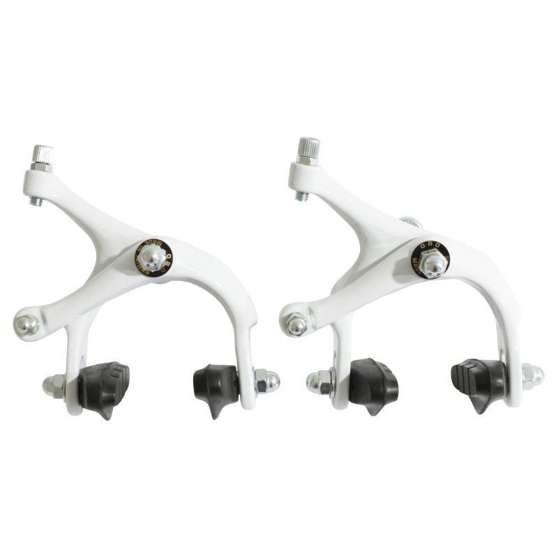 Pair of white brake calipers for 700C front and rear