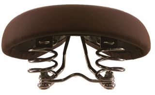 Brown synthetic leather saddle with springs for retro vintage bike DDK