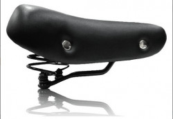 Black synthetic leather saddle with springs for retro vintage bike DDK