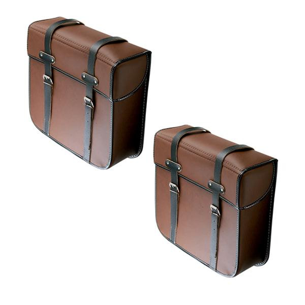 Vintage brown bicycle mopped panniers for rear luggage rack