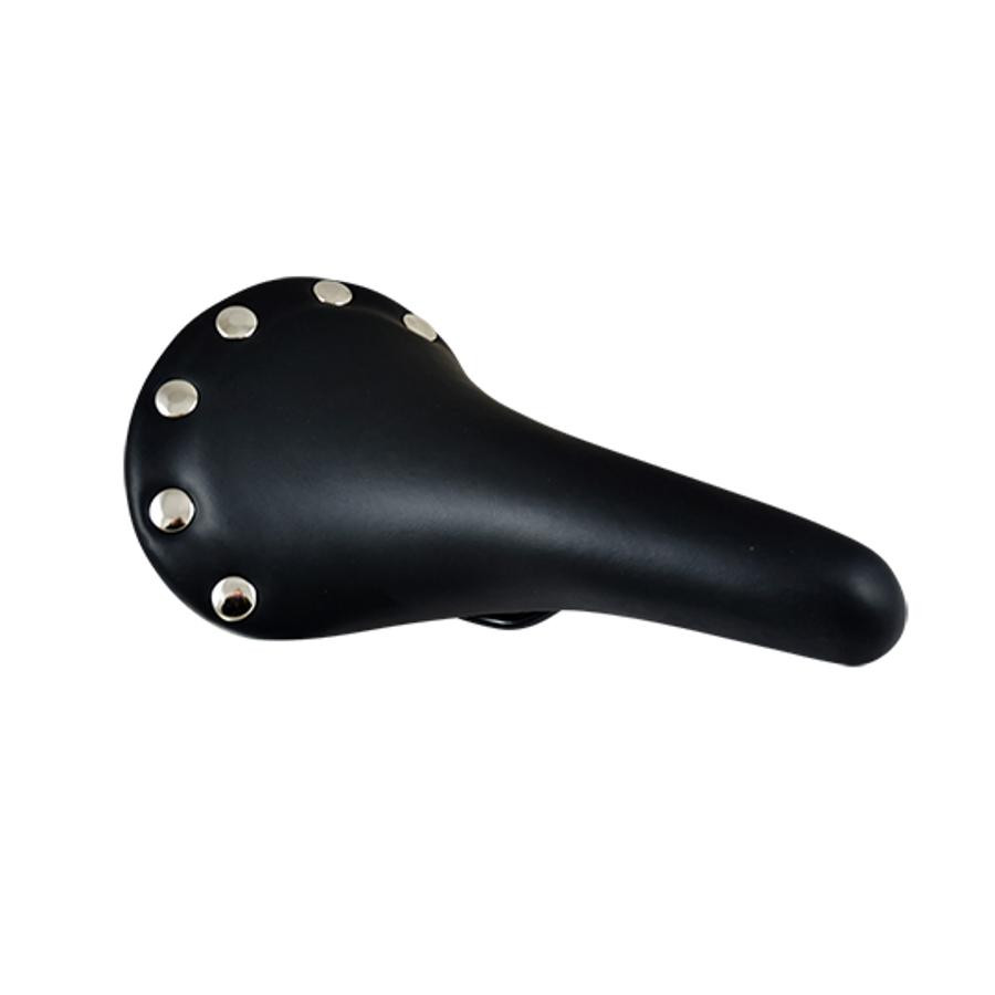 Selle noire avec rivets acier chromé pour vélo vintage