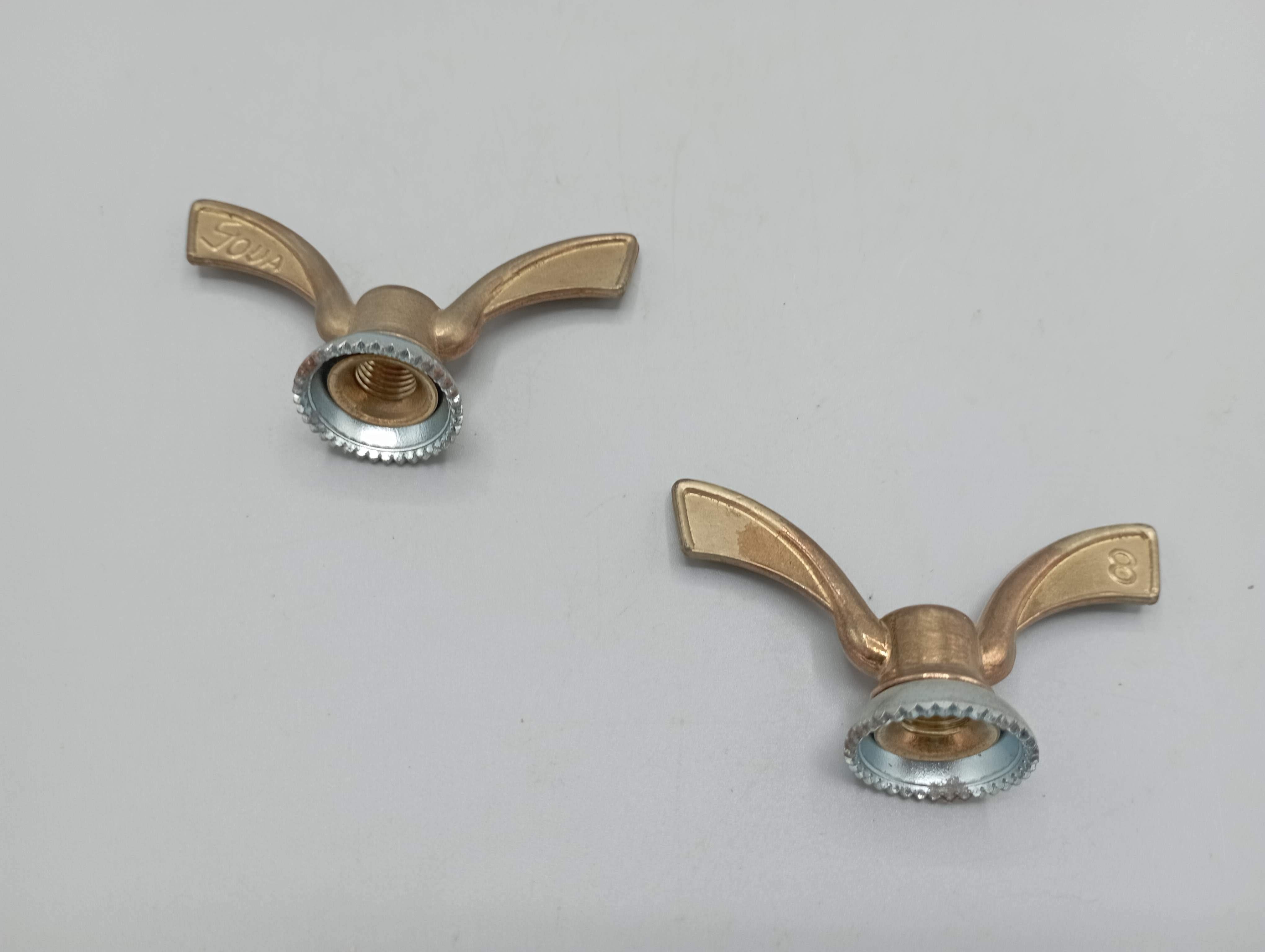 Nos - 2 butterfly 8mm Sova brass nuts for vintage bicycle front wheel D 8 mm old stock