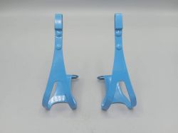 Blue toe clips for vintage bikes - new, old stock