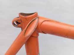 Orange bicycle racing frame Cycles Mulès vintage steel Vitus Huret Zeus large size