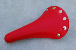 Synthetic leather red saddle white for vintage bike and fixie