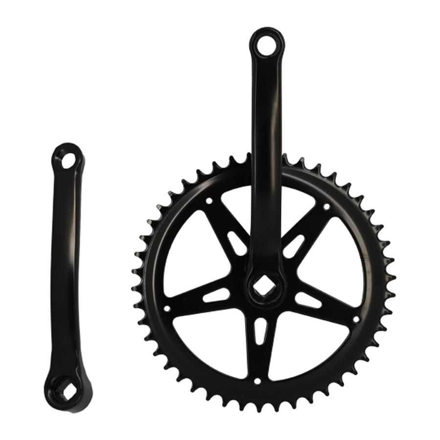 Pédalier noir vélo de ville acier 46 dents 170 mm 3.32 axe carré