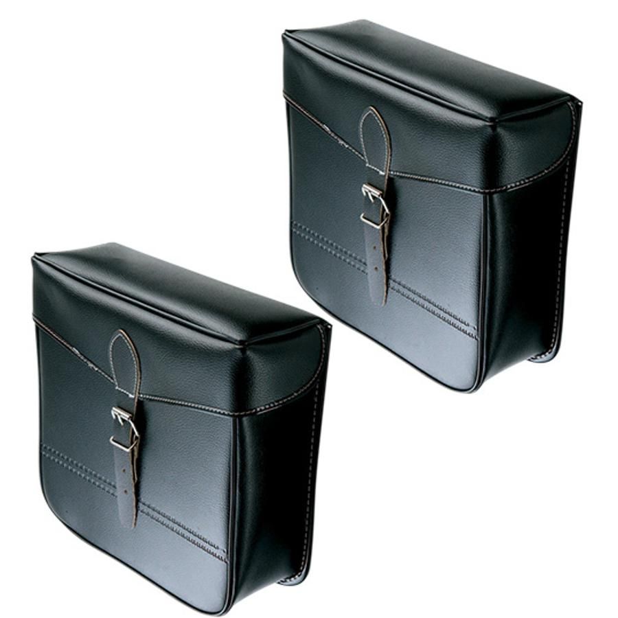 Vintage black bicycle mopped panniers for rear luggage rack