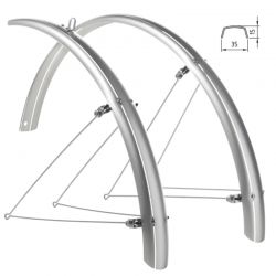 WAG Mudguard plastic silver 35 mm 28’ 700C vintage rod