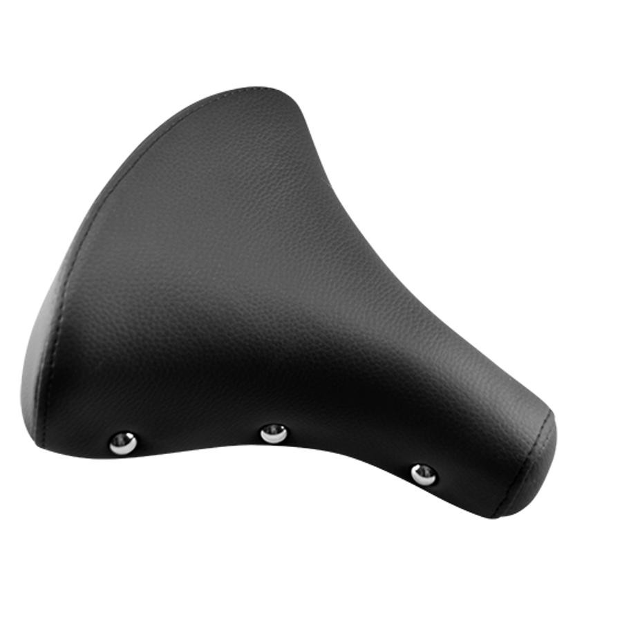 Selle noire en cuir synthétique pour vélo pliant de ville rétro