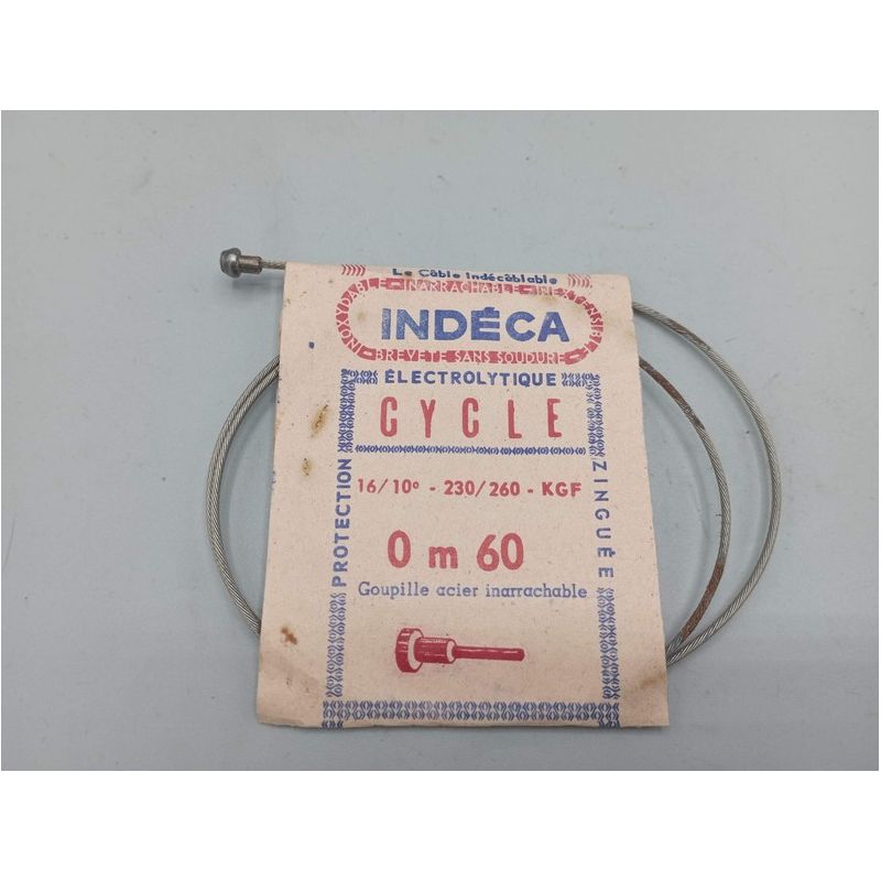 Indeca 0.60 front bicycle brake cable, made in France in the 1960s and 1970s