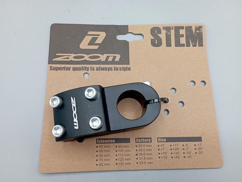 Zoom - Black BMX aluminium stem 1 1/8"