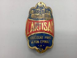 plaque vélo l'artisan  cadre marque constructeur vintage rétro ancien tube de direction