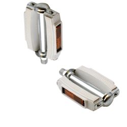 Paire De Pédales Vélo Ville Vintage – Blanches, Acier, Aspect Rétro (occasion)