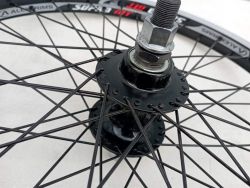copy of BMX rear wheel with black aluminium hub