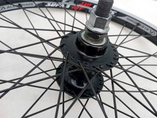 copy of BMX rear wheel with black aluminium hub