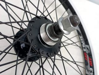 copy of BMX rear wheel with black aluminium hub