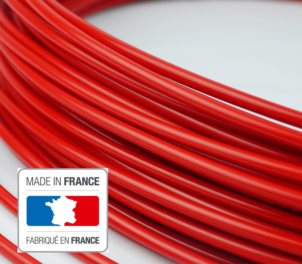 2 mètres de gaine rouge Ø 4 mm au Teflon  pour dérailleur