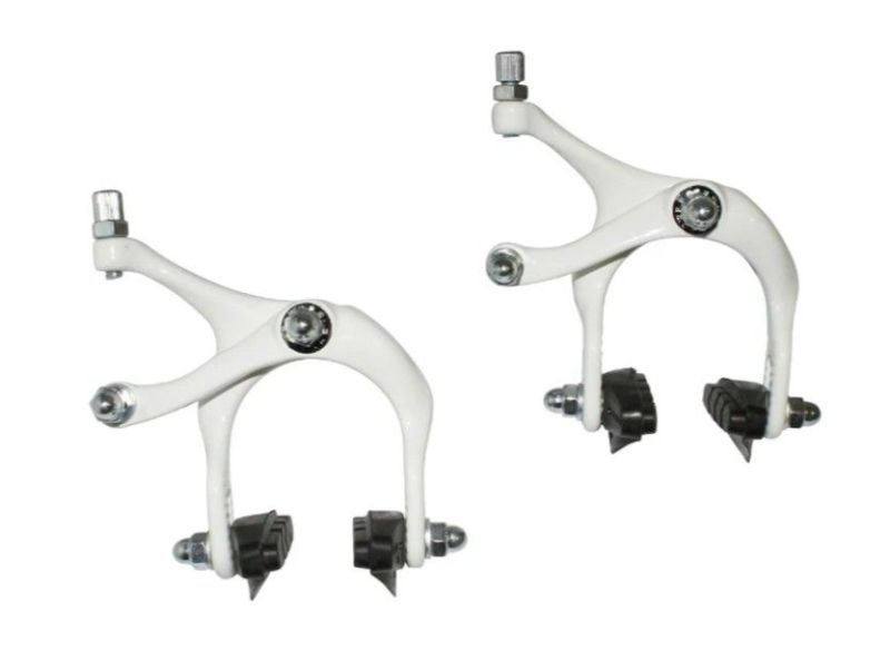 Pair of white brake calipers for 700C
