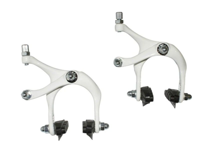 Pair of white brake calipers for 700C