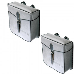 Vintage grey bicycle mopped panniers for rear luggage rack
